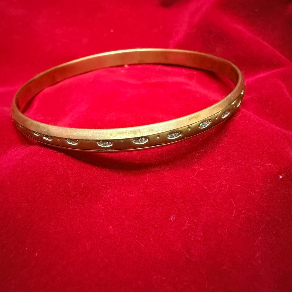 Vintage Gold-Tone Brass Crystal Bangle Bracelet‎
